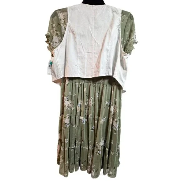 🔥 FLASH SALE KnitWorks Girls Floral 22 Plus NWT Fits Juniors M Sage Boho Dress - Picture 5 of 6